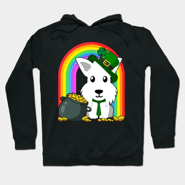 White Terrier Rainbow Irish Clover St Patrick Day Dog Gift product Hoodie by theodoros20